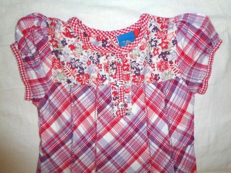 Nádherné červenofialkové káro šaty, topolino,110