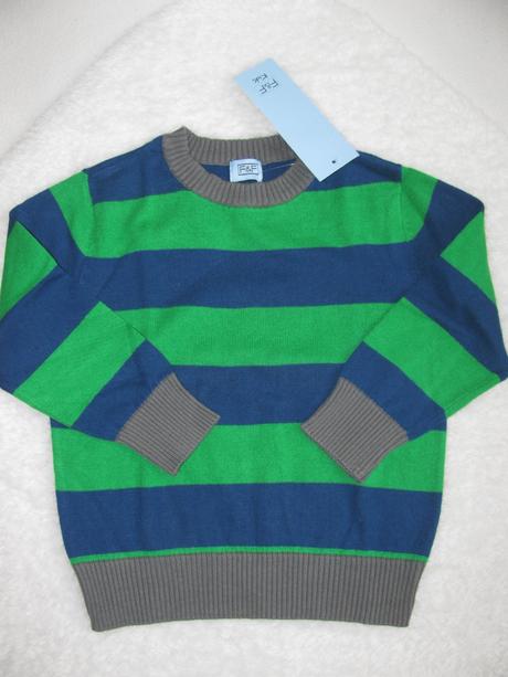 Pruhovaný bavlněný zeleno modrý svetr, f&f,86
