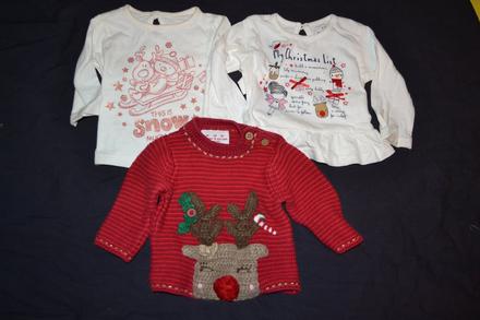 3x trička 56-62 vánoční motiv, 62