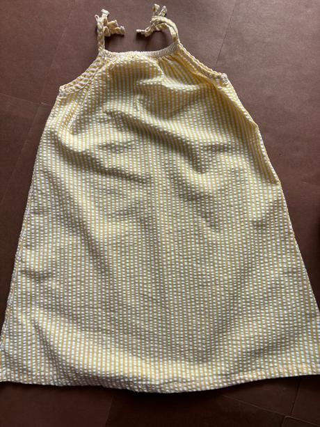 Ob/ šaty s pruhy žluto/bilé - v.4/5 let, nutmeg,110