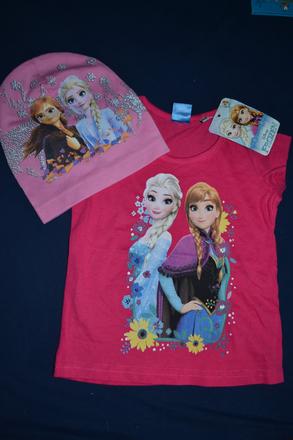 Čepice a tričko frozen,v.92, disney,92