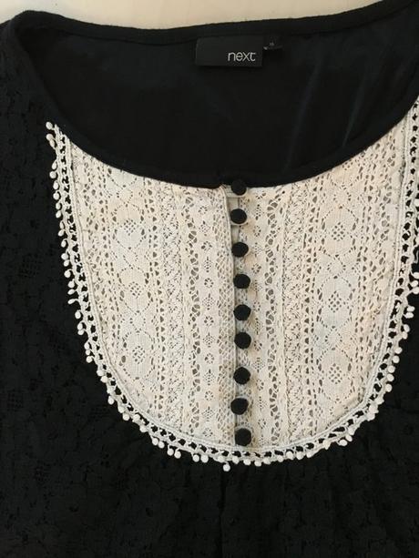 Krajka černobílý top, vel l-xl, next, next,l