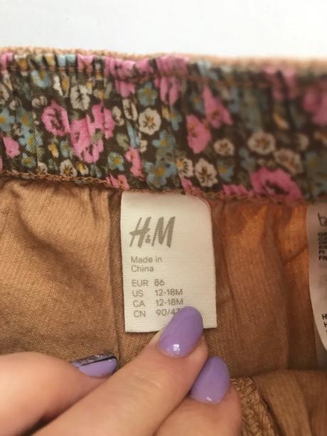 Kraťasy manžestrové - v.12/18 měs., h&m,86