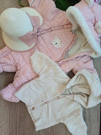 Baby pink overalek a svetrik, f&f,62