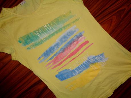 Žluté tričko s duhovou aplikací, s.oliver,164