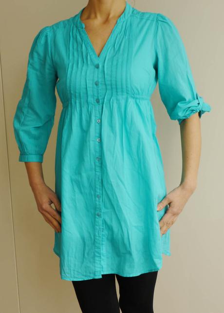 Slaba dlouha tyrkysova bavlnena bluza vel. 34, h&m,34