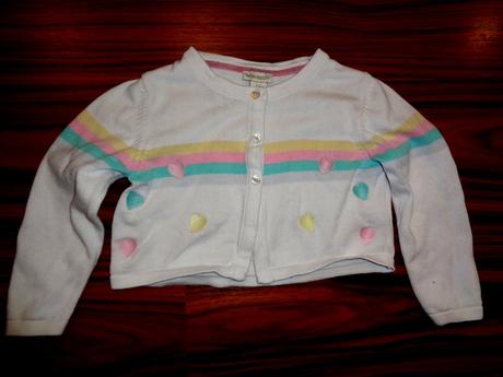 Přízový svetr-bolerko s duhou a srdíčky, monsoon,98