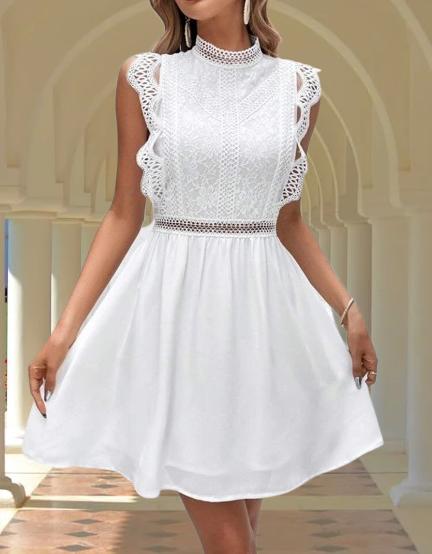 Dámské bílé krajkové letní šaty, l