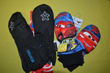 2x kvalitní šusťákové rukavice palčáky 3-4r., disney,98 / 104 / 110