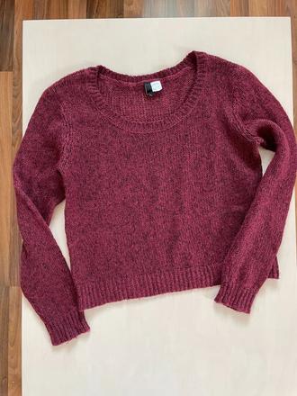 Fialový žíhaný svetr, vel m/l, hm, h&m,m