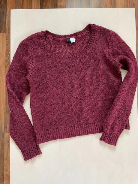 Fialový žíhaný svetr, vel m/l, hm, h&m,m