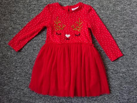 Červené šaty s vánočním motivem, vel. 92, 92