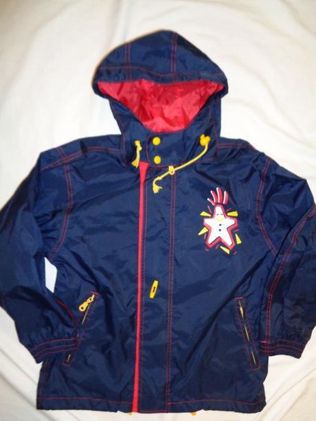 Krásná modrá šusťáková bunda 134/140, 134