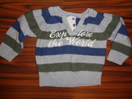 Nádherný přízový pruhovaný svetr, baby club,74