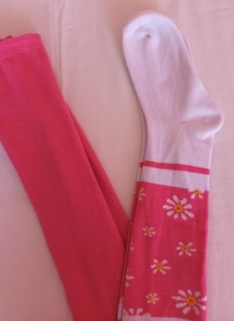 Dívčí punčochy růžovo bílé kytičky, 158