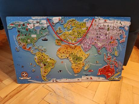 Dřevěná magnetická mapa mapa světa - playtive lidl, 