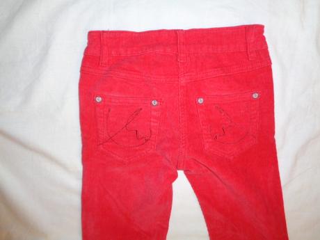 Luxusní červené elastické manžestrové kalhoty, 116 / 122