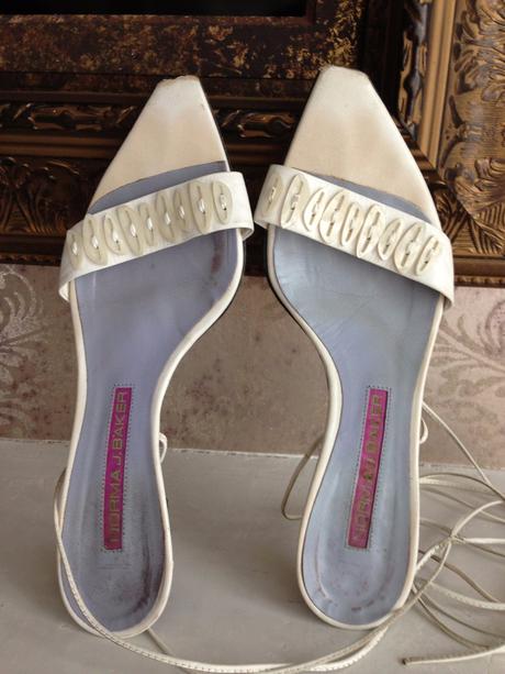 Bílé pásky ozdoby boty vel.37 norma baker svatební, 37