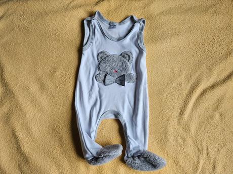 Bílý šedý dětský overal bez rukávu dupačky velikos, 62