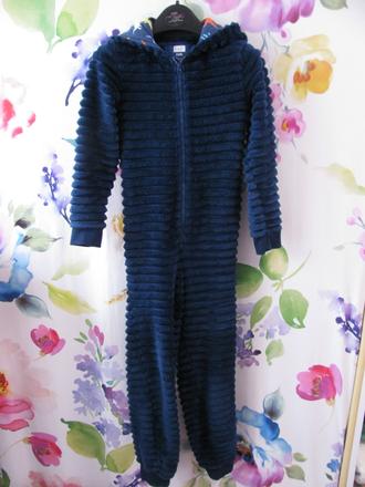 Fleecový modrý overal s kapucí na spaní drak, f&f,128