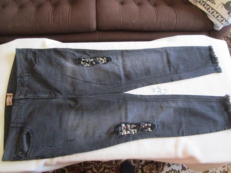 Zajímavé černé elastické rifle, skinny, vel. 46, kik,46