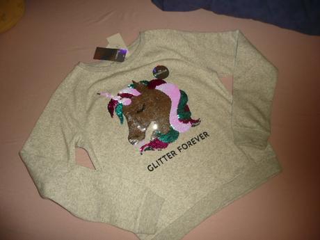 Mikina unicorn h&m 12-14 let 158/164 měnivé flitry, h&m,158