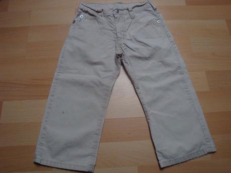 Kalhoty letní. plátěné - béžové, vel. 3-4 roky. , 98