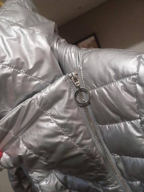 Zimní stříbrná bunda s páskem, mohito,s