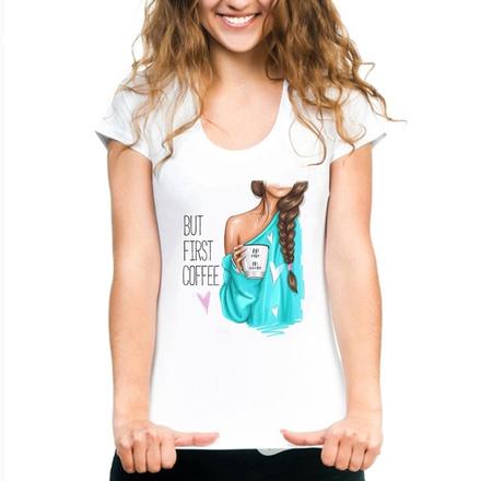 Tričko krátký rukáv-čas na první kávu, s