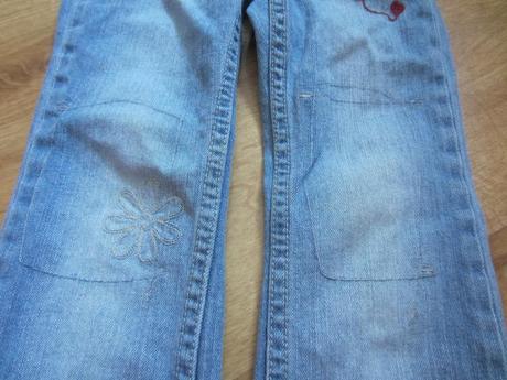 Peckovní záplatové džín, rifle s kočkou, h&m,104