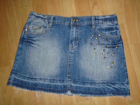 Džínová sukně vel s flitry, s