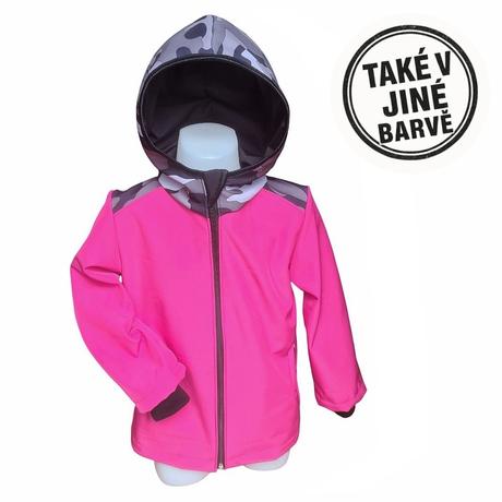 Softshellová bunda s fleecem, maskáč, 86 - 152
