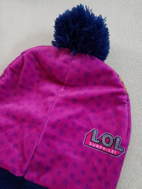 Lol čepice zimní fialová, vínová top stav, 134