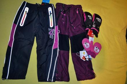 2x oteplené kalhoty kugo,2x rukavice,v.98, kugo,98