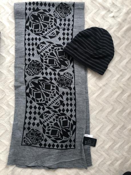 Šála a čepice pro chlapce, šedočerná 110-122, h&m,122