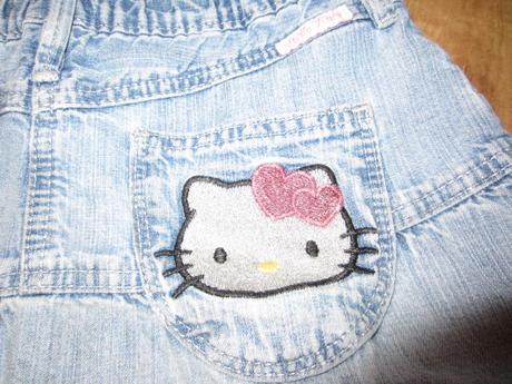 Měkká džínová, rifl pohodlná sukýnka s hello kitty, h&m,104
