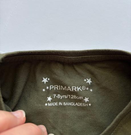Triko crop top khaki - v.7/8 let, primark,128