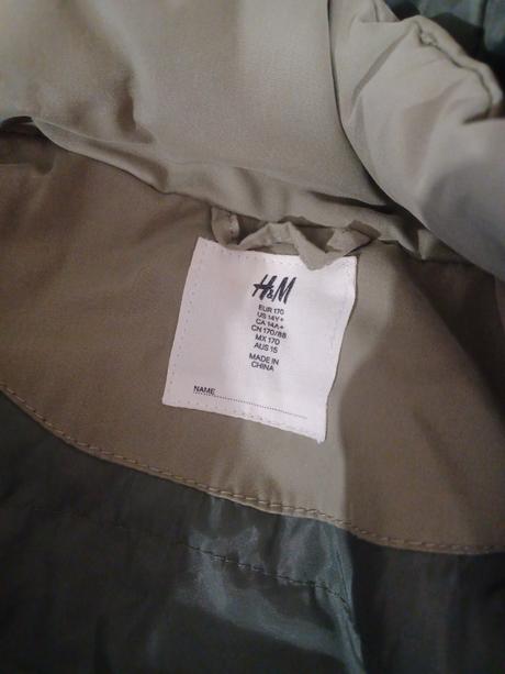 Khaki zimní parka s růžemi 170 / s-m, h&m,170