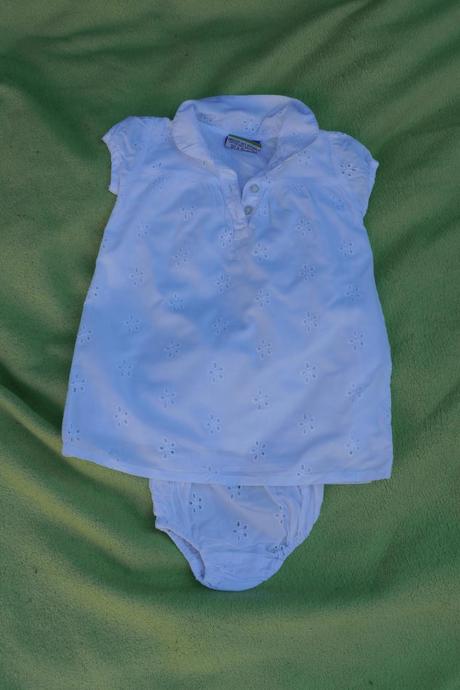 Vyšívané bílé šatičky + spodní kalhotky, topolino,68