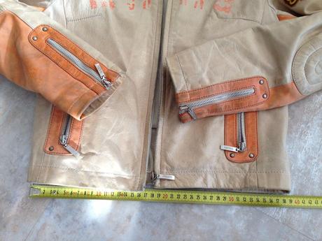 Kožená bunda mustang vel.s, 36 béžová oranž unisex, s