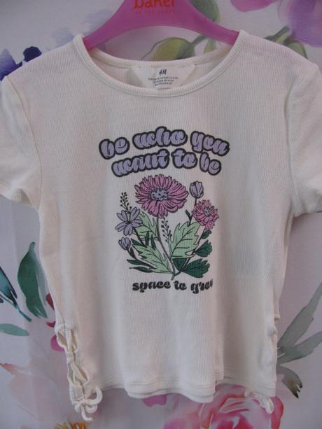 Bavlněné pružné řádkované crop top tričko, h&m,140