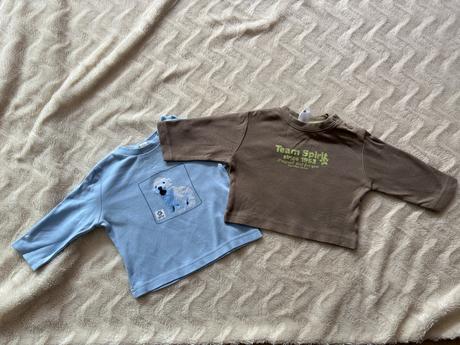 2 trička dlouhy rukáv, khaki c&a, c&a,62