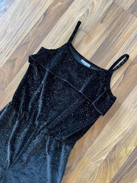 Samtový overal s barevným třpytem, vel 146, destin, 146