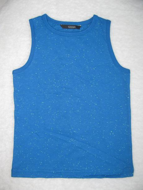 Letní bavlněné modré tričko ,střik, bez rukávů, george,98