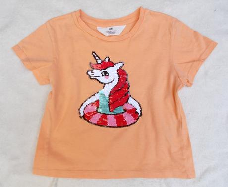 Tričko s flitrovým jednorožcem, h&m,104