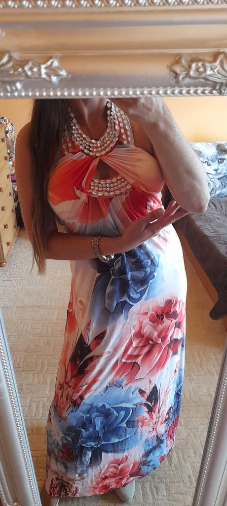 Flam mode společenské dlouhé šaty s kamínky, xl