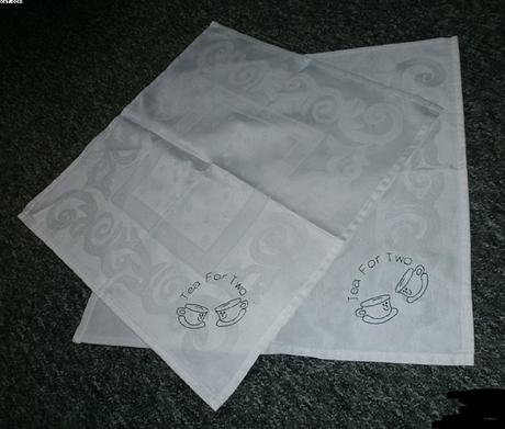 2 damaškové prostírací ubrousky - čaj pro dva,