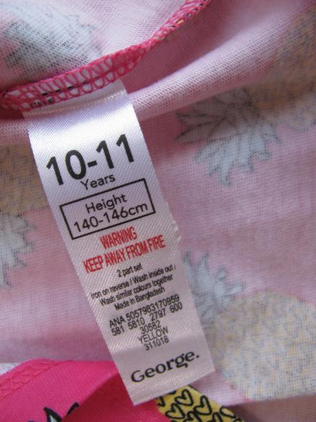 Bavlněné nové sytě růžové tričko s potiskem ananas, george,146