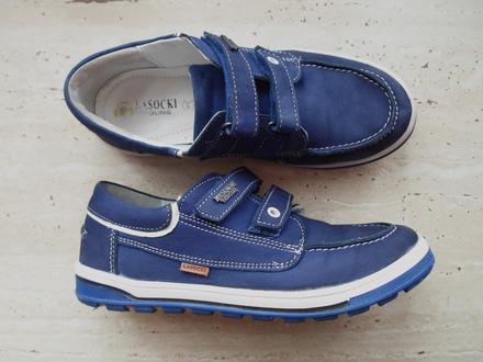 Modré boty polobotky kožené, lasocki,35