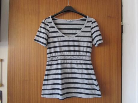 Černo-šedé proužkované bavl. těhotenské tričko, bonprix,32